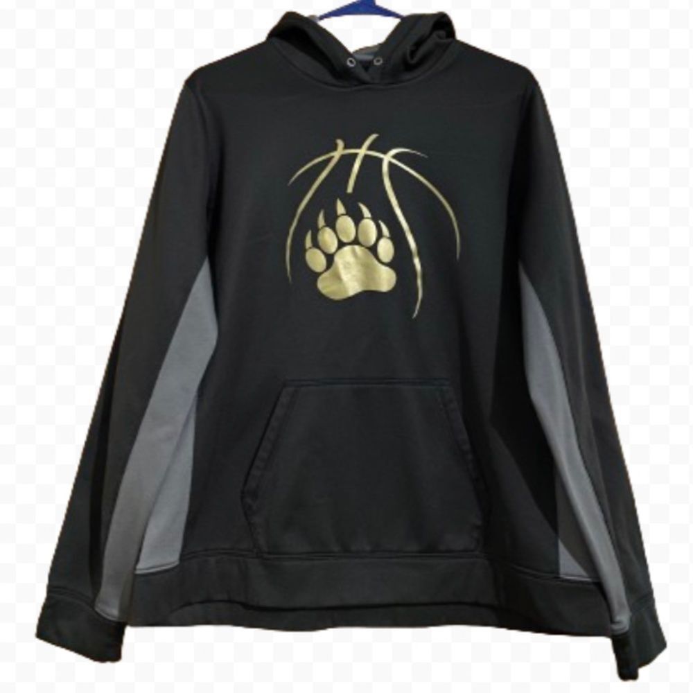SPORT-TEK Women’s Black & Gray Trim With Unusual Gold Graphic Print Hoodie Sz-L